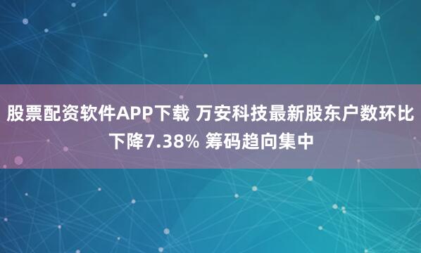 股票配资软件APP下载 万安科技最新股东户数环比下降7.38% 筹码趋向集中